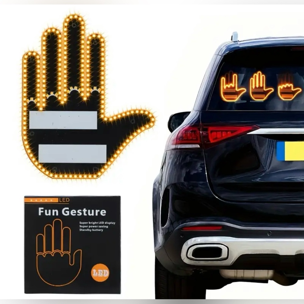 LED Car Rear Window Gesture Sign - Picture 2 of 6